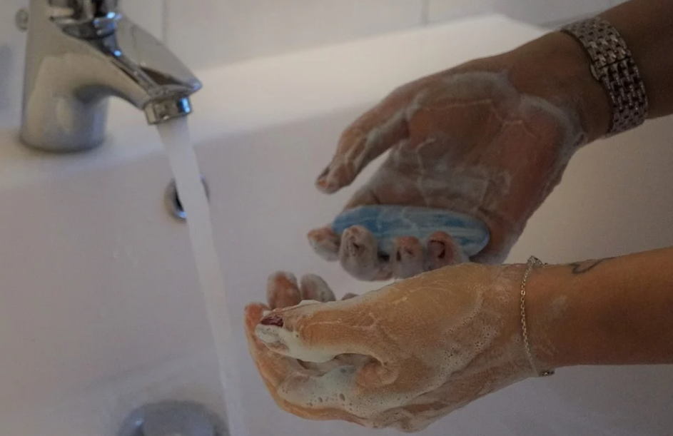cleaning hands